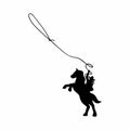Ranch, wild west. Silhouette of a cowboy on a horse isolated on a white background.
